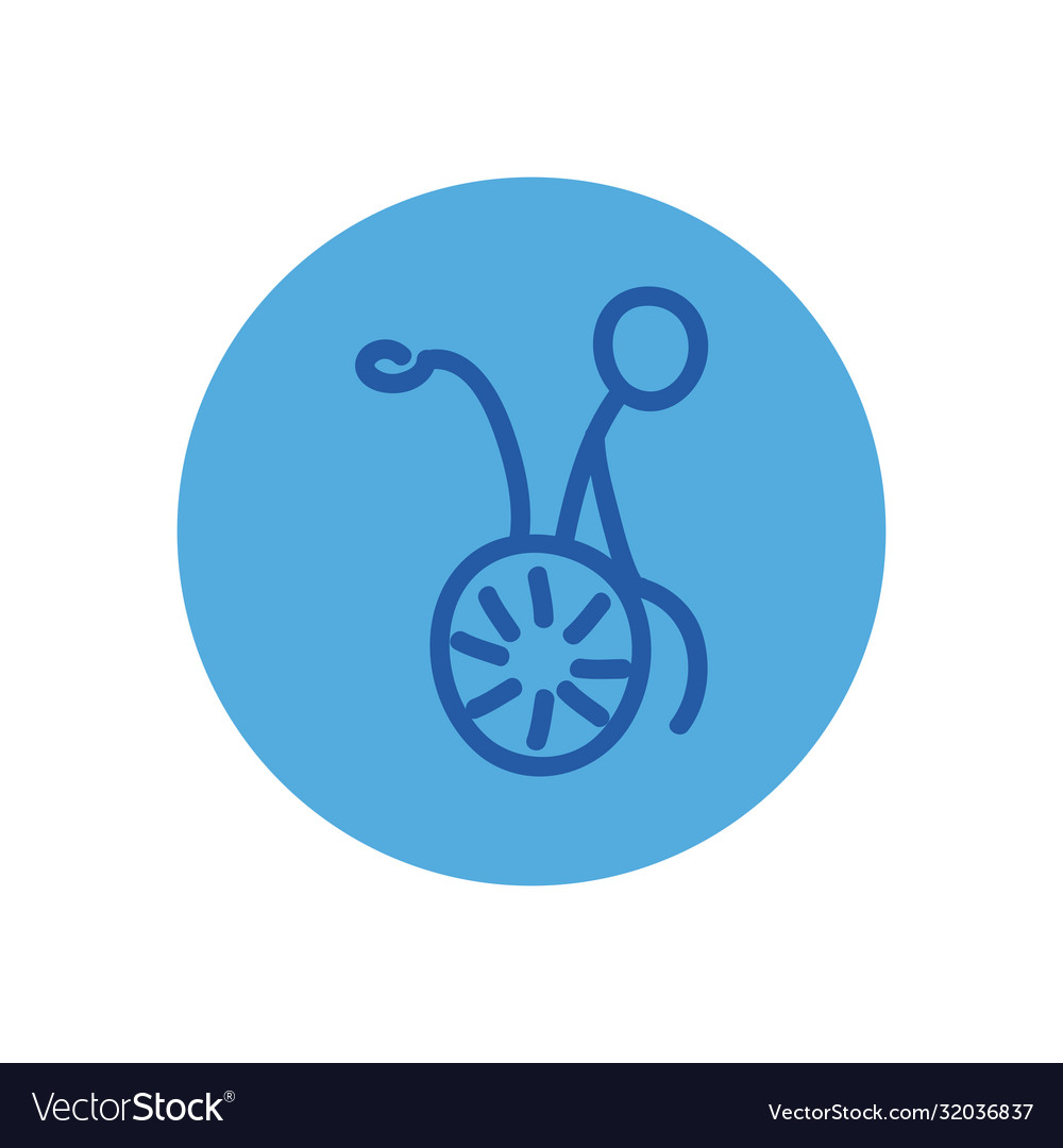 Stickfigure on wheelchair block style icon