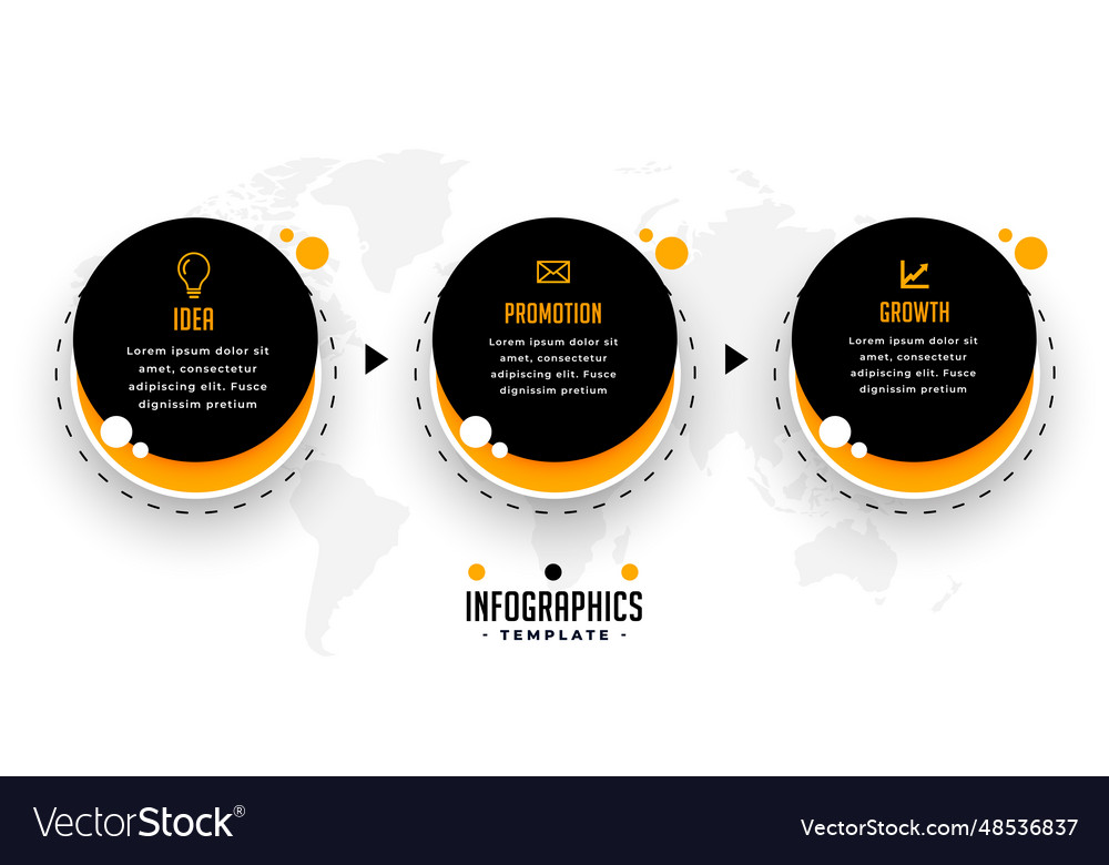 Three step infographic strategy workflow layout