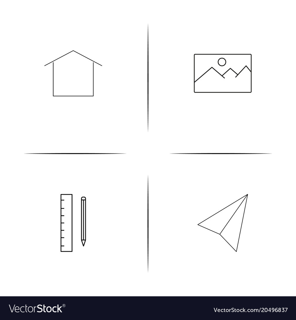 Web and text simple linear icons set outlined