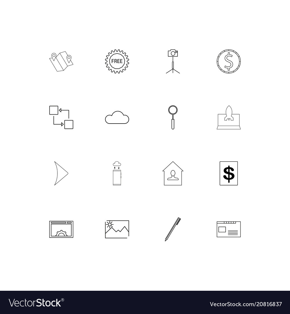 Web linear thin icons set outlined simple