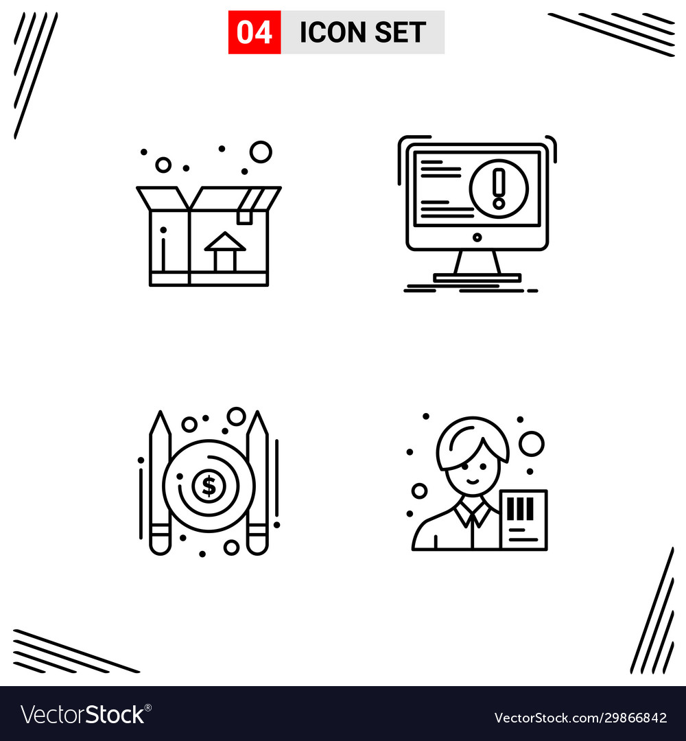 4 icons line style grid based creative outline