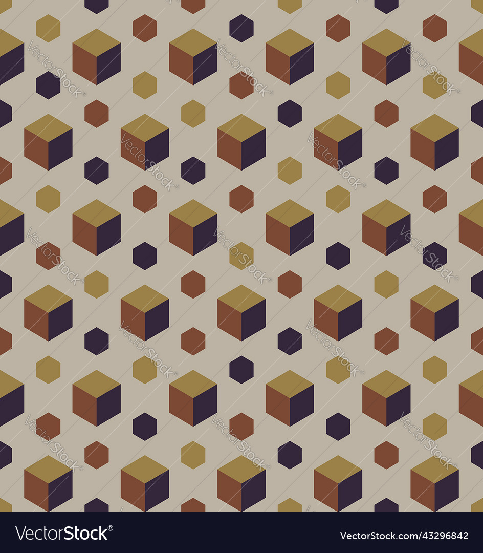 Abstract background 3d cube hexagon seamless vector image Abstract background 3d cube hexagon seamless