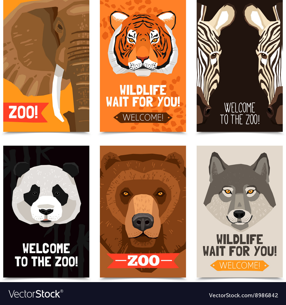 Animals mini posters set Royalty Free Vector Image Animals mini posters set Royalty Free Vector Image