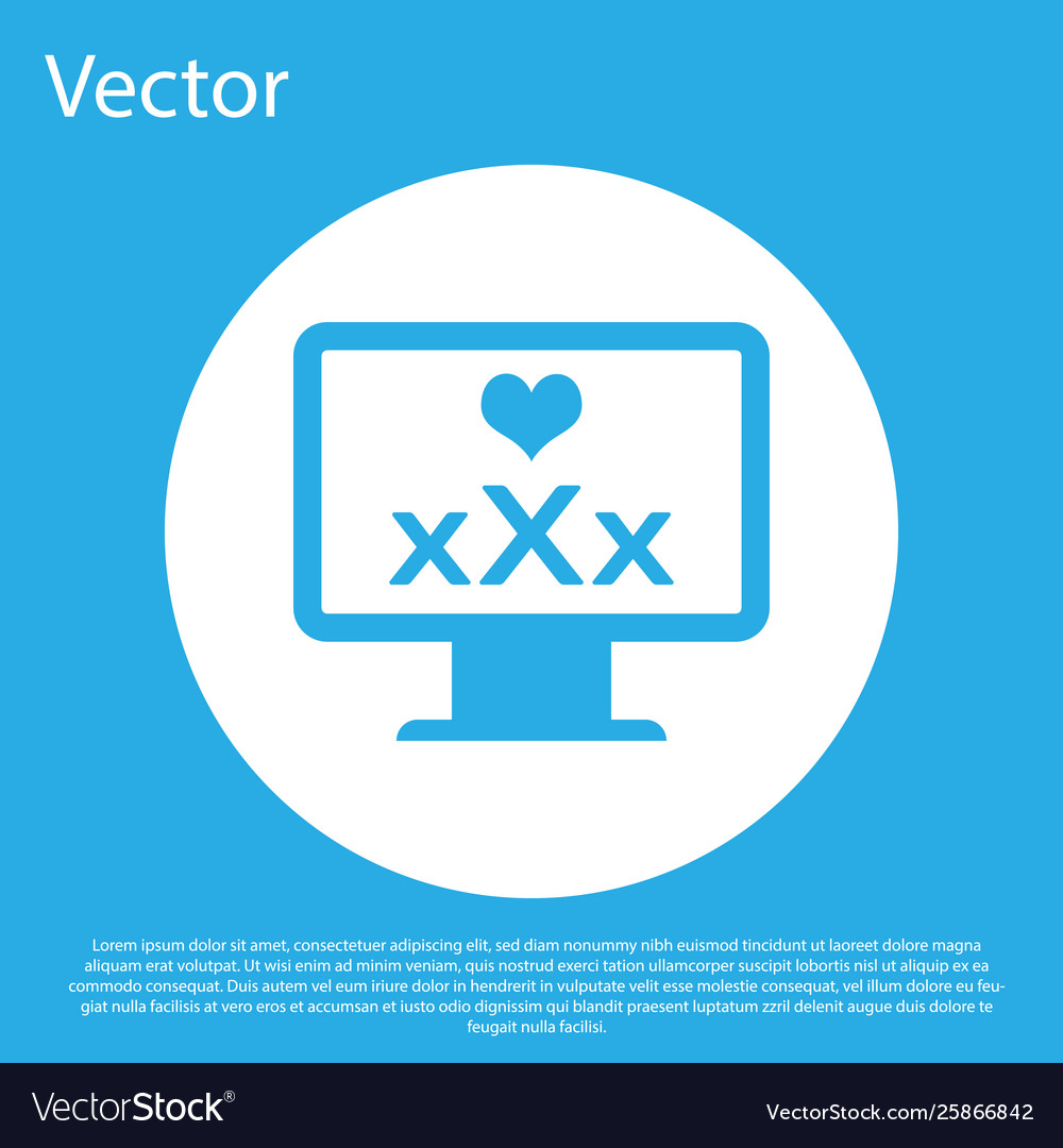 Blue computer monitor with 18 plus content heart Vector Image Blue computer monitor with 18 plus content heart
