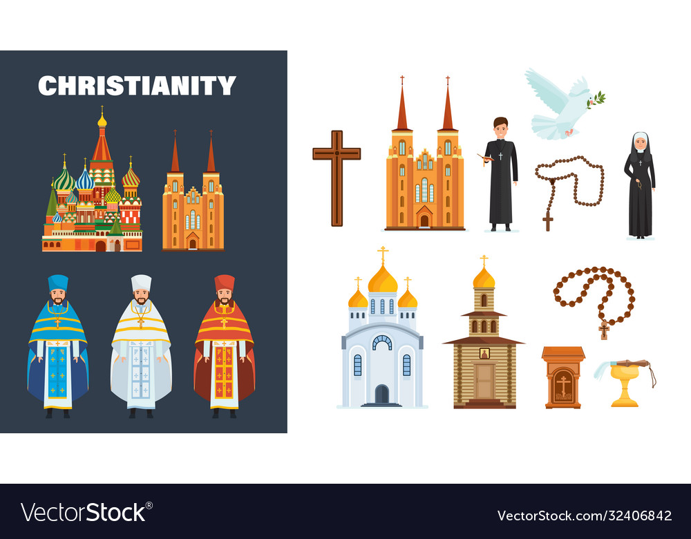 Catholic and orthodox christianity belief in god Vector Image