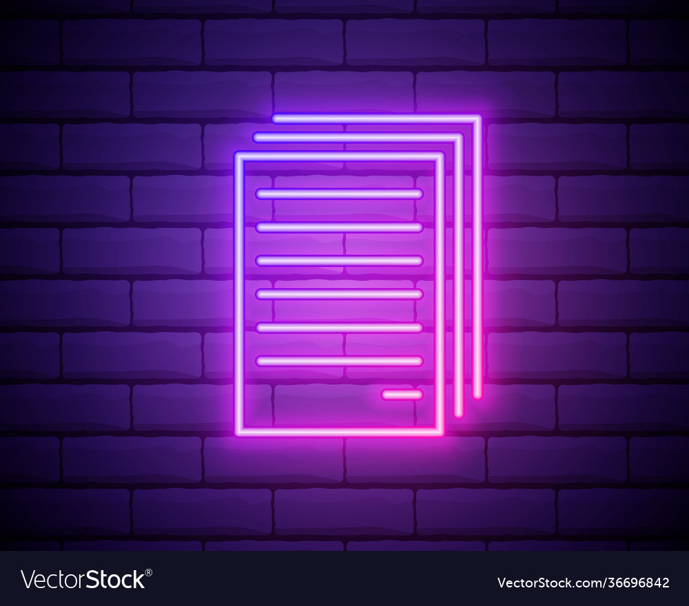 Copy files neon icon simple thin line outline vector image Copy files neon icon simple thin line outline