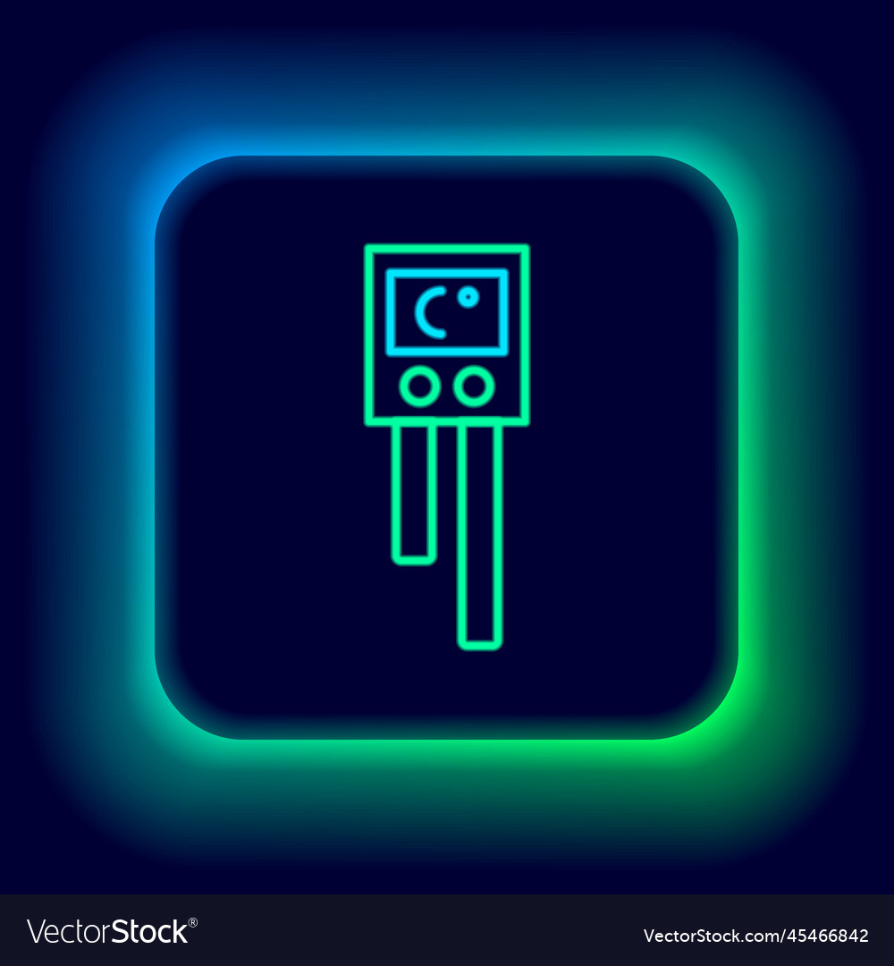 Glowing neon line temperature and humidity sensor vector image Glowing neon line temperature and humidity sensor