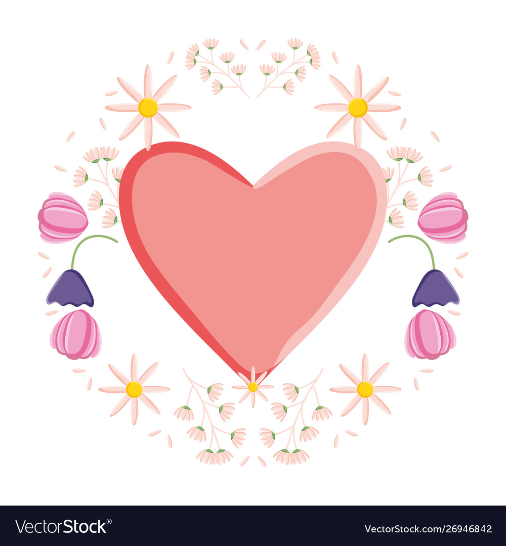 Heart love with flower decoration pop art style