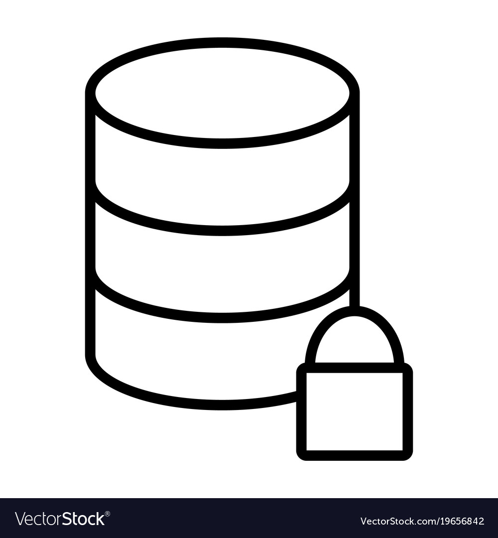 Lock database line icon simple minimal pictograph
