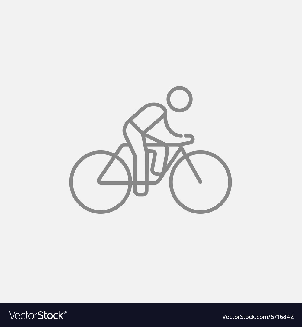 Man riding bike line icon