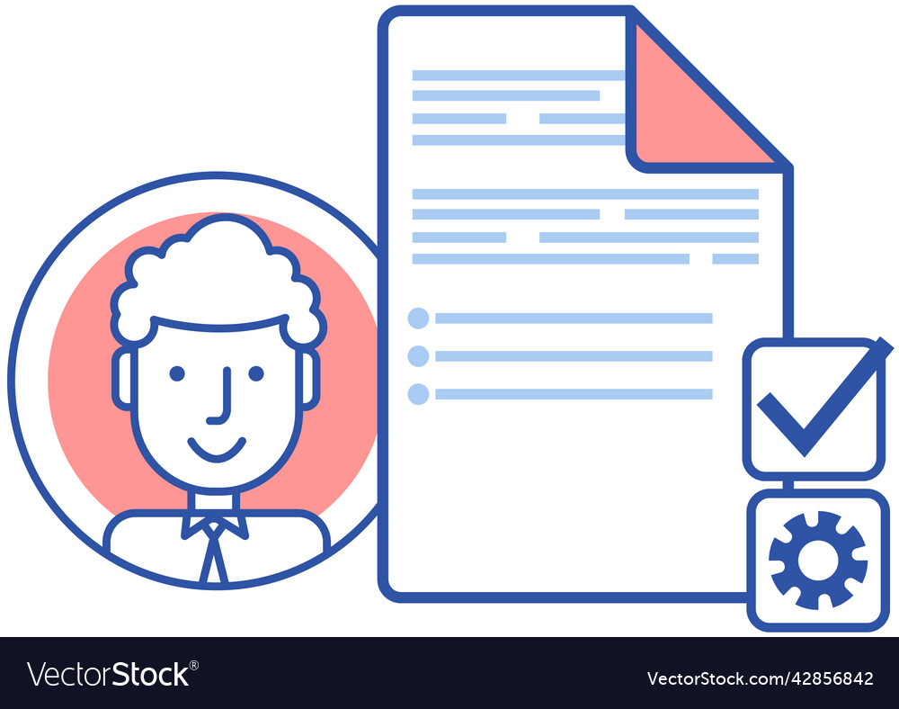 Man works with statistics and data analysis vector image Man works with statistics and data analysis