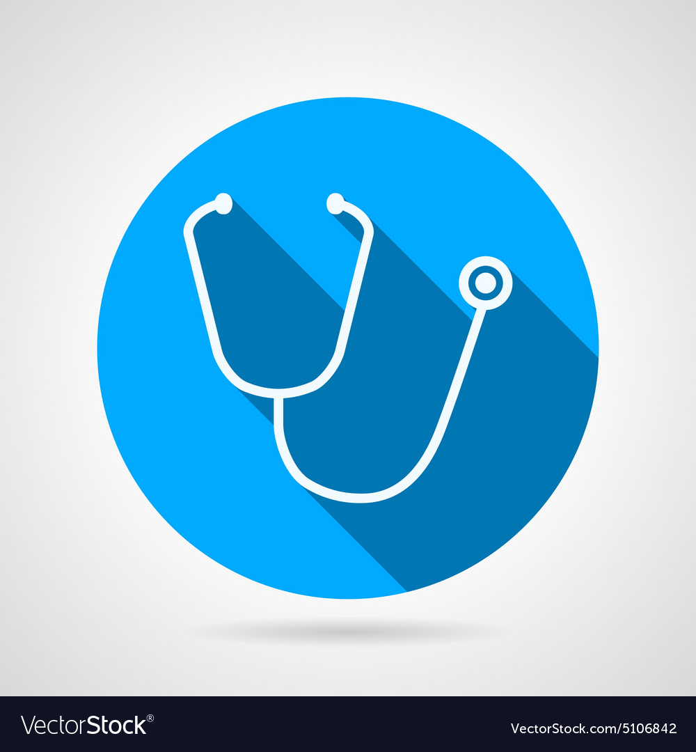 Medical stethoscope flat round icon Royalty Free Vector