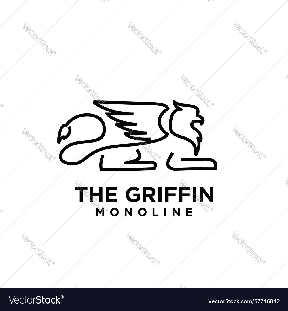 Premium black minimal griffin mythical creature