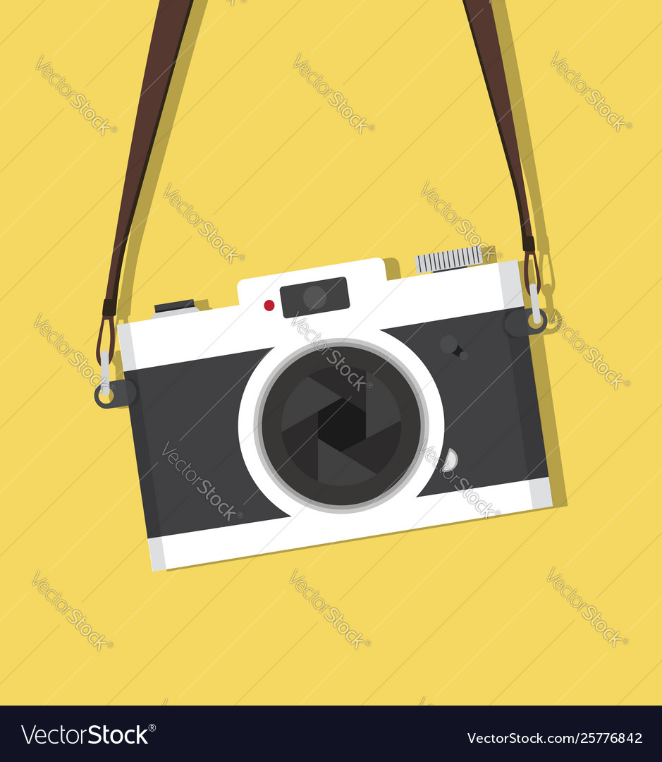 Retro hanging vintage camera with strap Royalty Free Vector