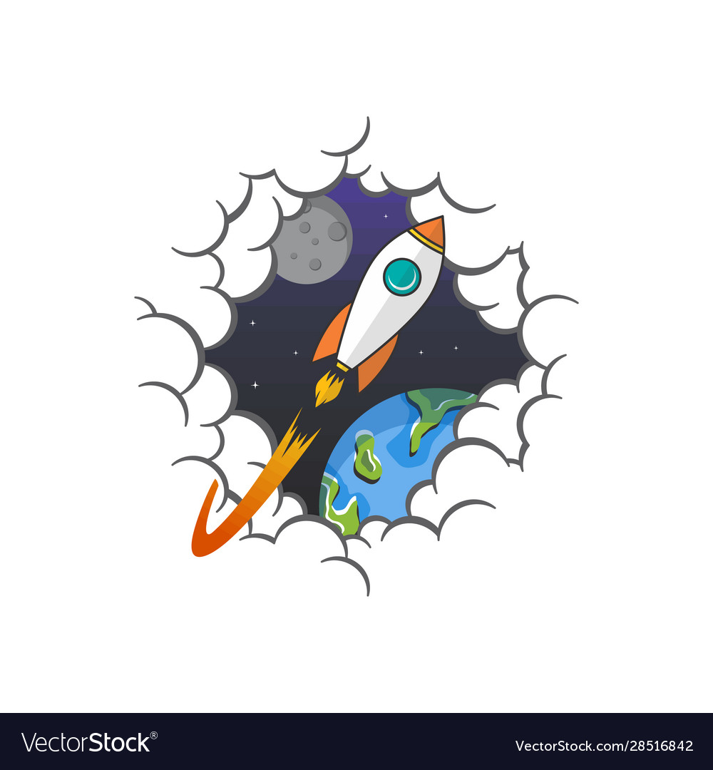 Rocket Ship Launch Space Travel Theme Royalty Free Vector 8857