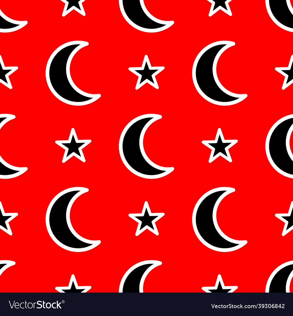 Seamless pattern with month and stars Vector Image Seamless pattern with month and stars
