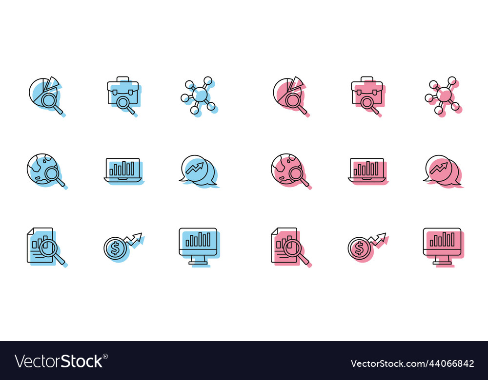 Set line document with graph chart financial vector image Set line document with graph chart financial