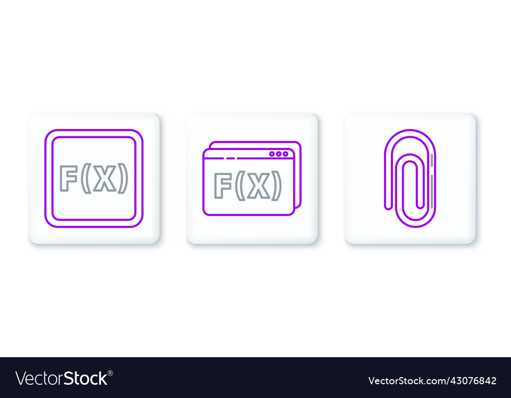 Set line paper clip function mathematical symbol vector image Set line paper clip function mathematical symbol