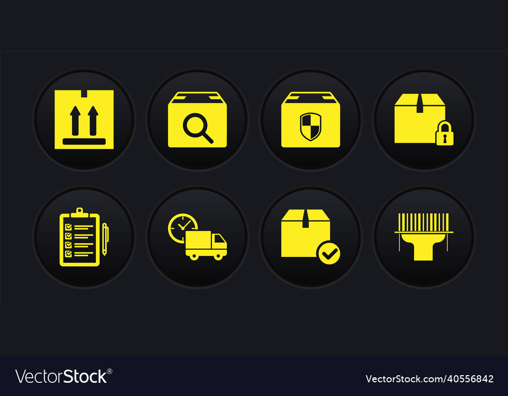 Set verification of delivery list locked package vector image Set verification of delivery list locked package
