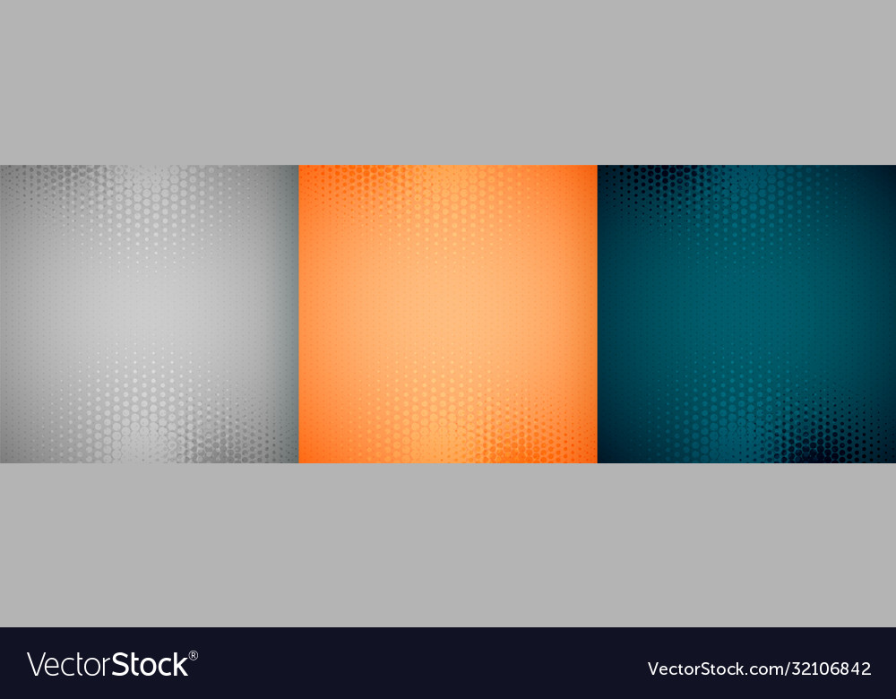 Three empty halftone background set design pattern