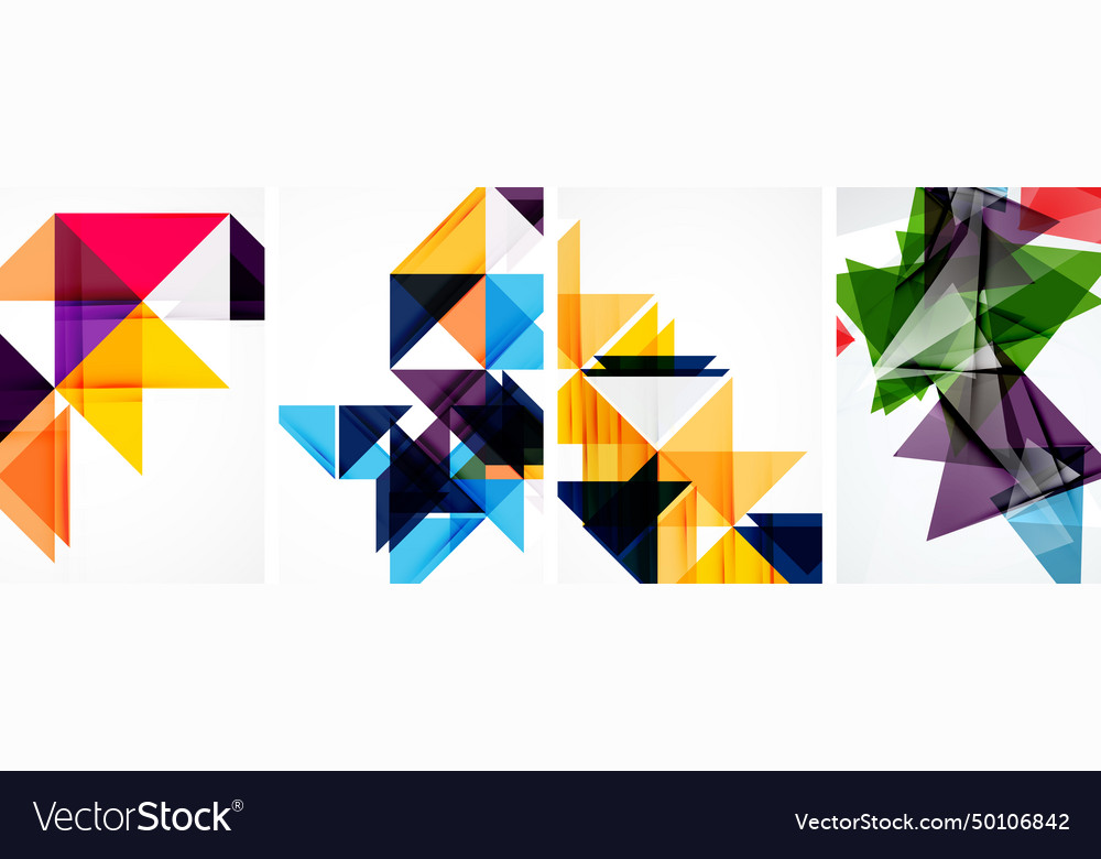 Triangle poster geometric background set