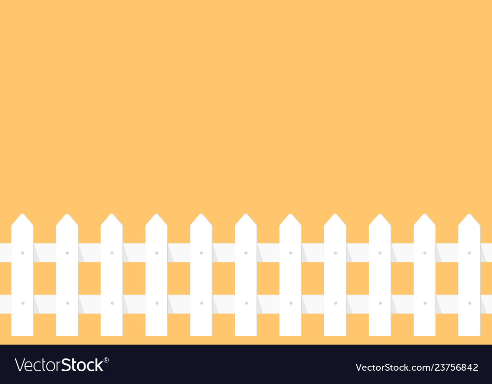 White Garden Fence - Orange Background