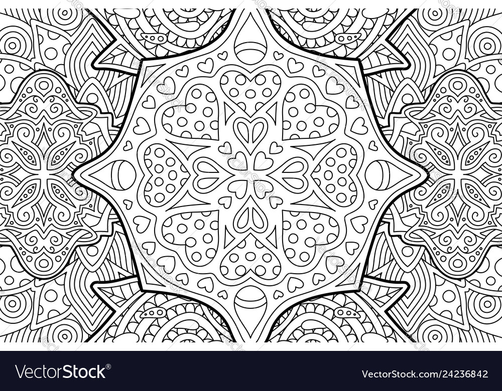 Zen art with abstract linear pattern hearts vector image Zen art with abstract linear pattern hearts