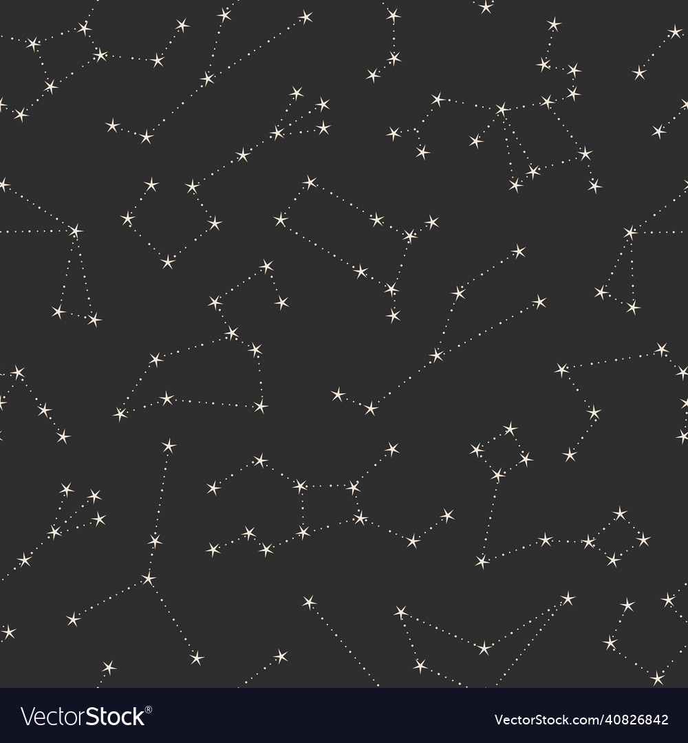 Zodiac constellation pattern repeat with celestial vector image Zodiac constellation pattern repeat with celestial