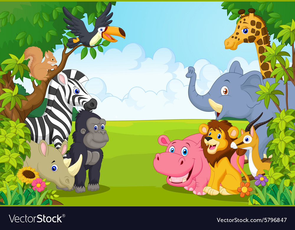 Cartoon collection animal in jungle Royalty Free Vector