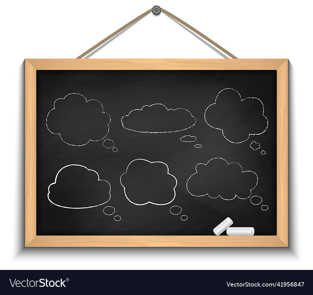 Chalkboard with cloud speech bubbles