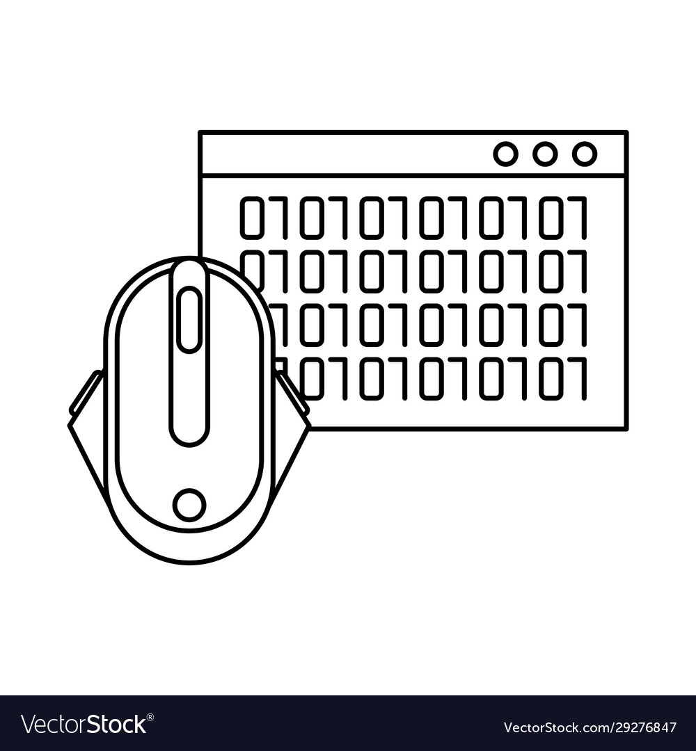 Computer mouse hardware with binary code vector image Computer mouse hardware with binary code