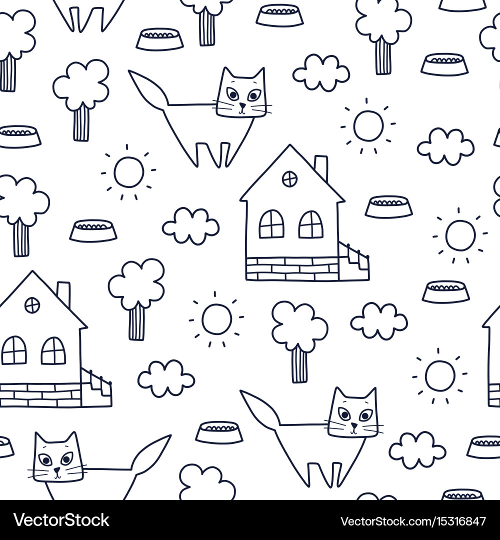 Doodles cute seamless pattern Royalty Free Vector Image