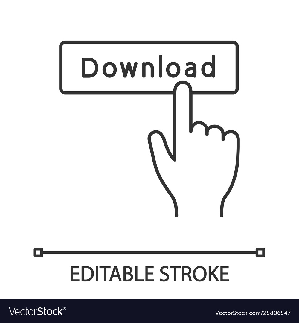 Download button click linear icon vector image Download button click linear icon