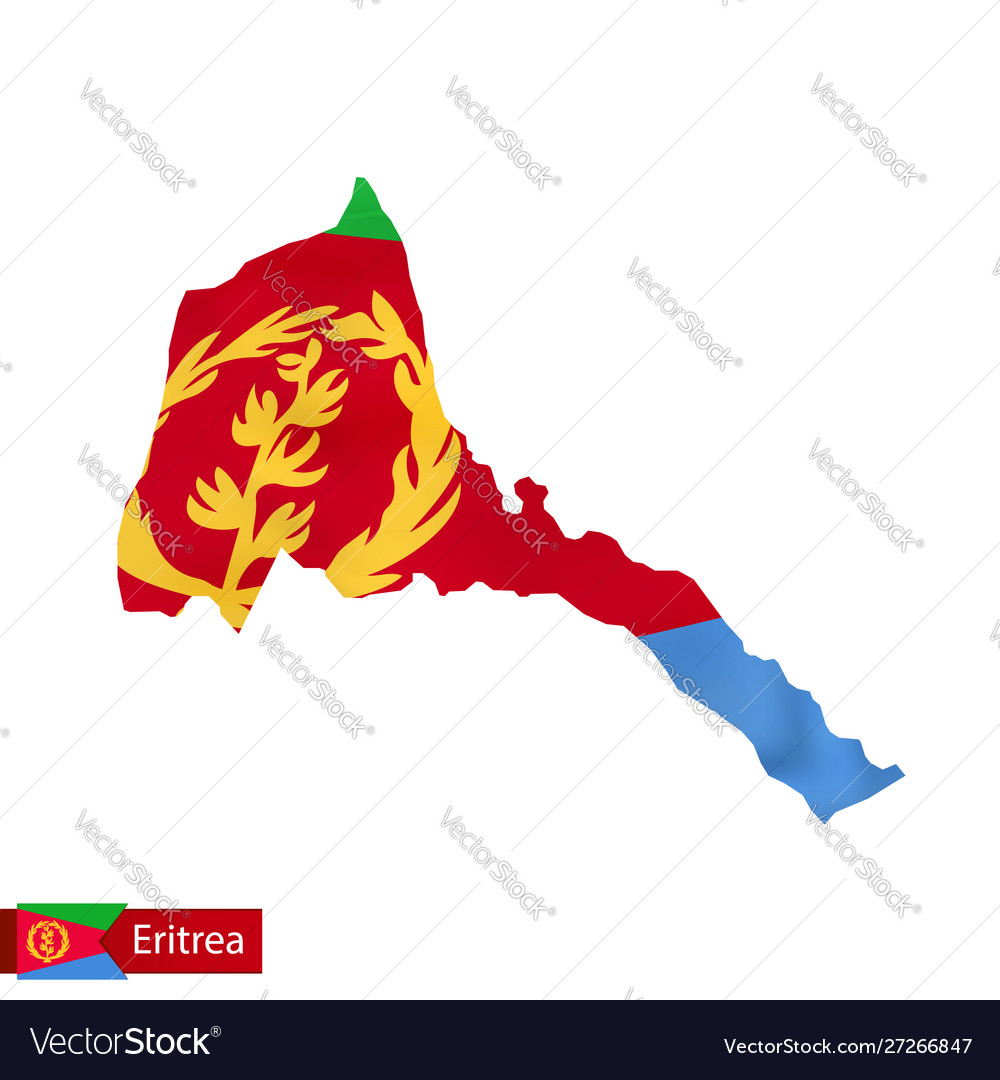 Eritrea map with waving flag country
