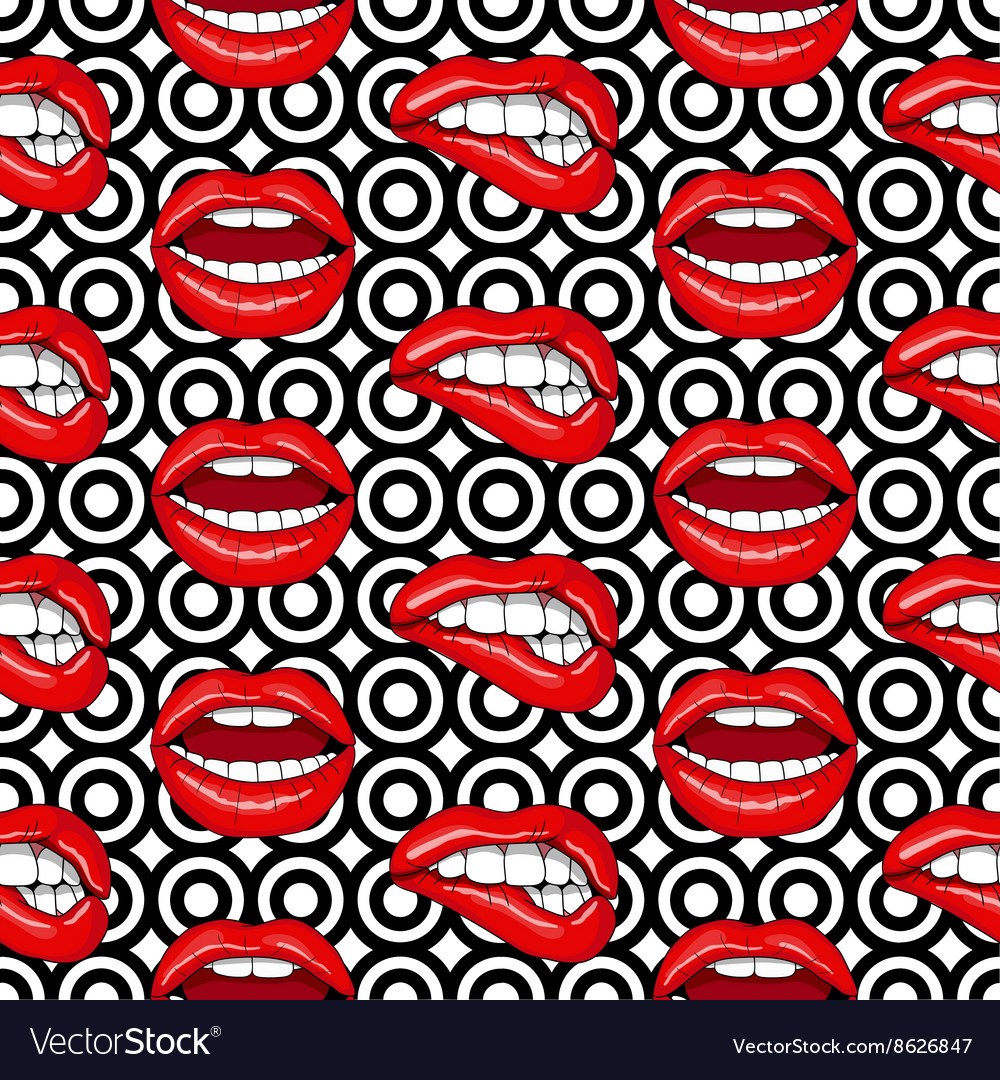 Geometric Lips Pattern - Retro Style