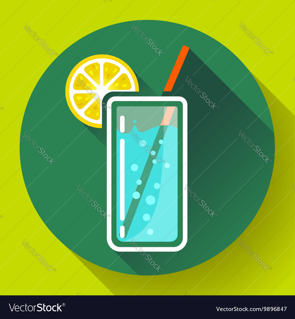 Glass of water with lemon icon flat 20 designe Vector Image