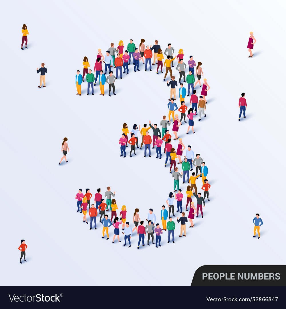 Large group people in number 3 three form Vector Image