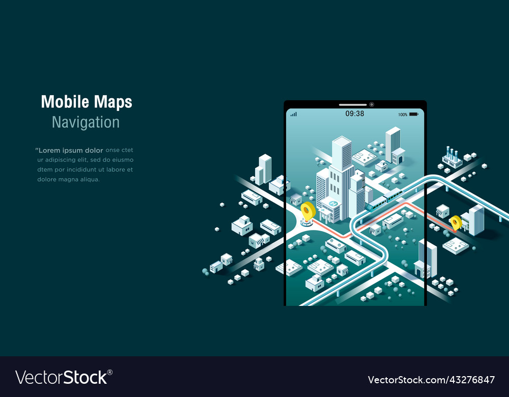 Mobile maps navigation and tracking concept