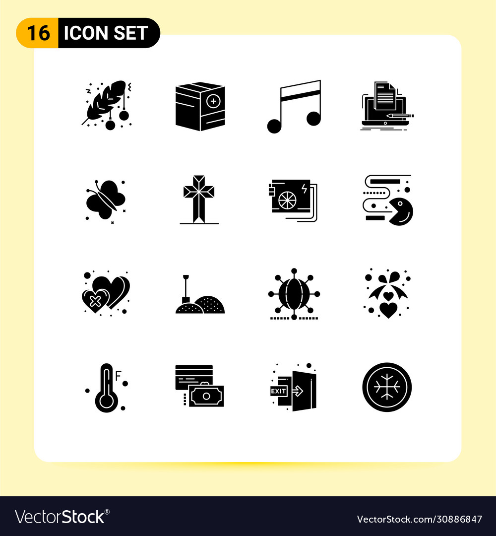 Pack 16 creative solid glyphs list coding e