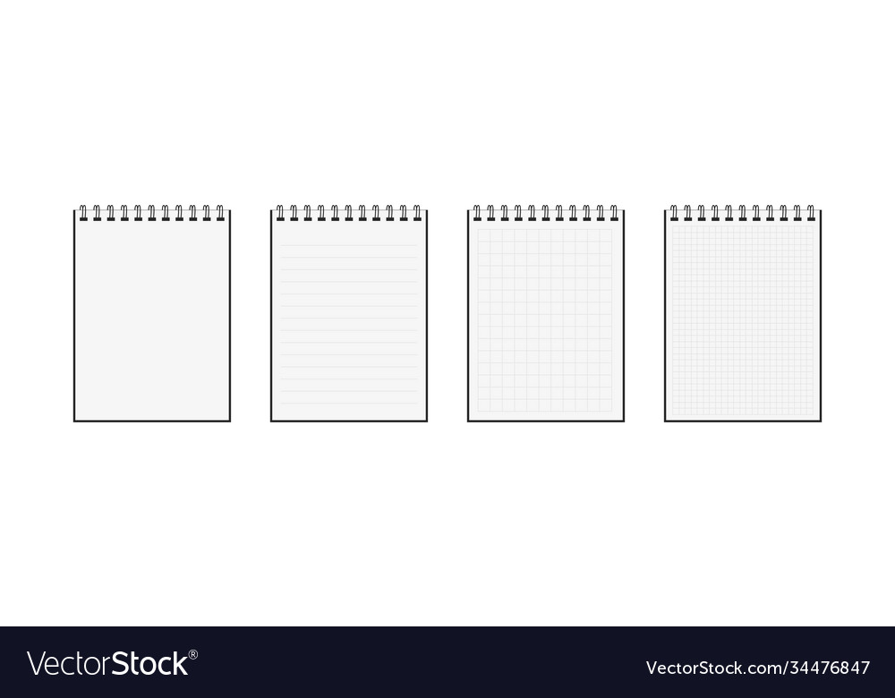 Set blank notebook with spiral isolated