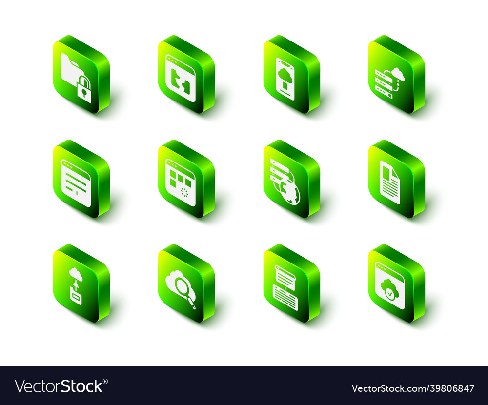 Set broken file cloud technology data transfer vector image Set broken file cloud technology data transfer