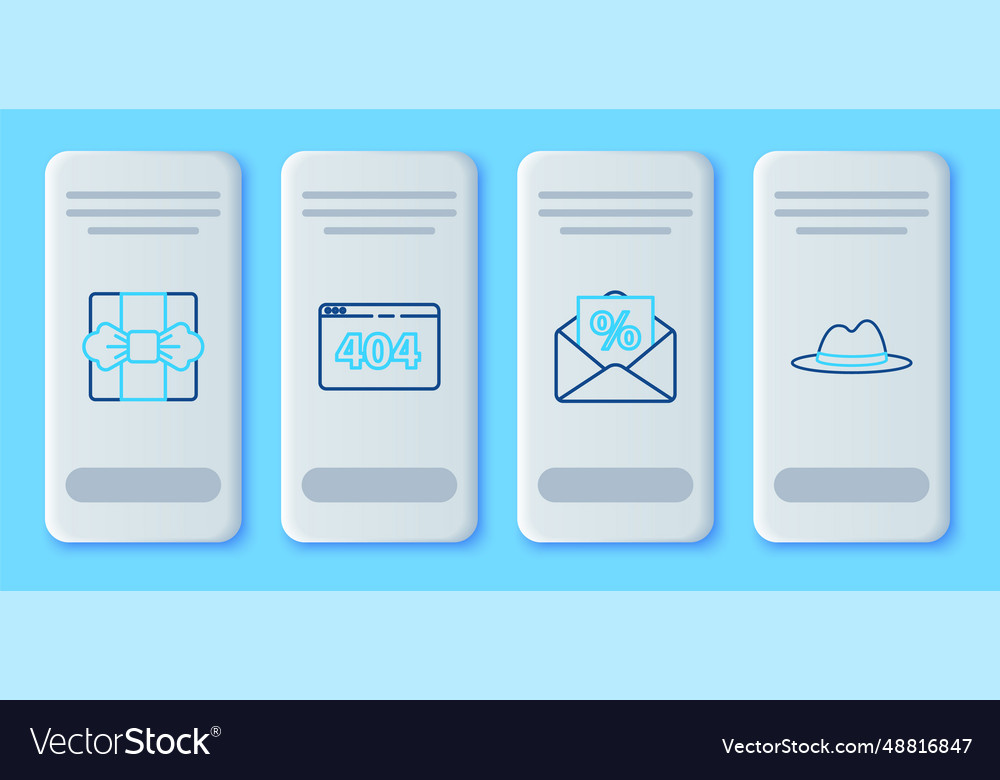 Set line page with a 404 error envelope vector image Set line page with a 404 error envelope