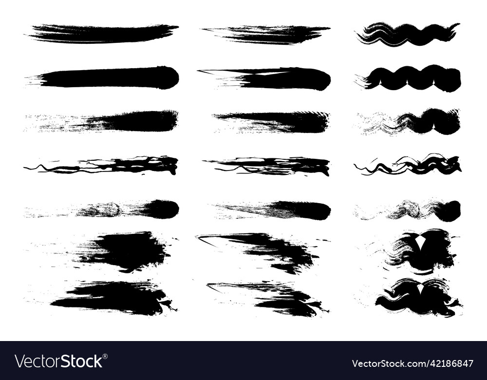 Sketch set with brush strokes on white background