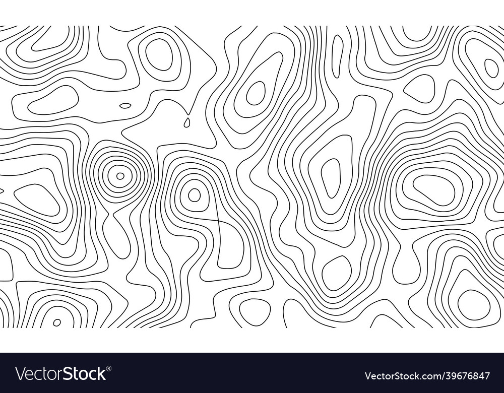 Topographic line map patterns black contour vector image Topographic line map patterns black contour