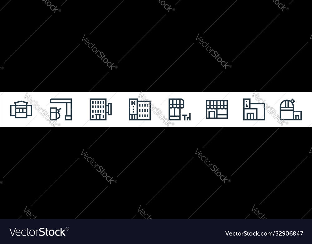 Urban building line icons linear set quality
