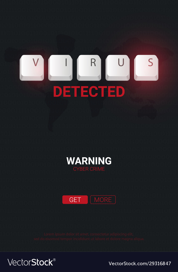 Virus detected banner with keyboard buttons vector image Virus detected banner with keyboard buttons
