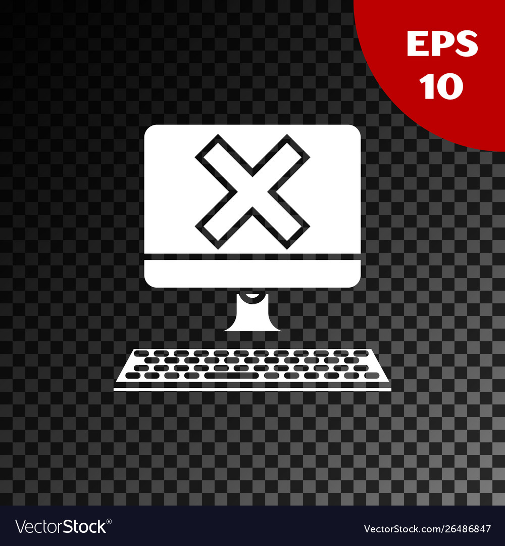 White computer with keyboard and x mark icon vector image White computer with keyboard and x mark icon
