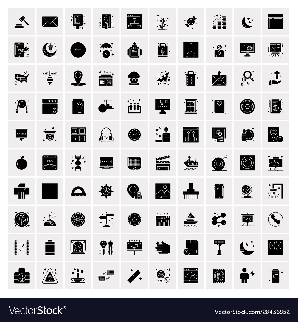 100 solid business icons for web and print