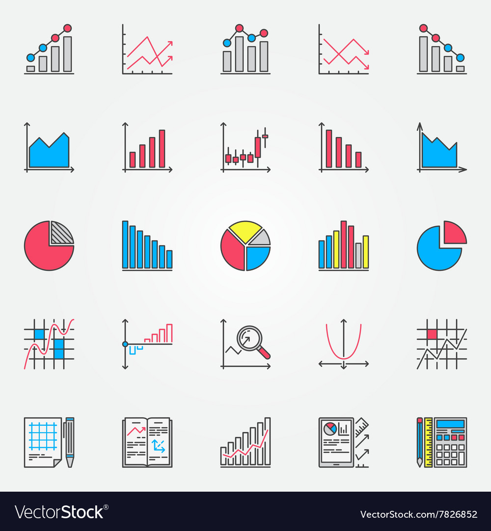 Colorful statistics set Royalty Free Vector Image