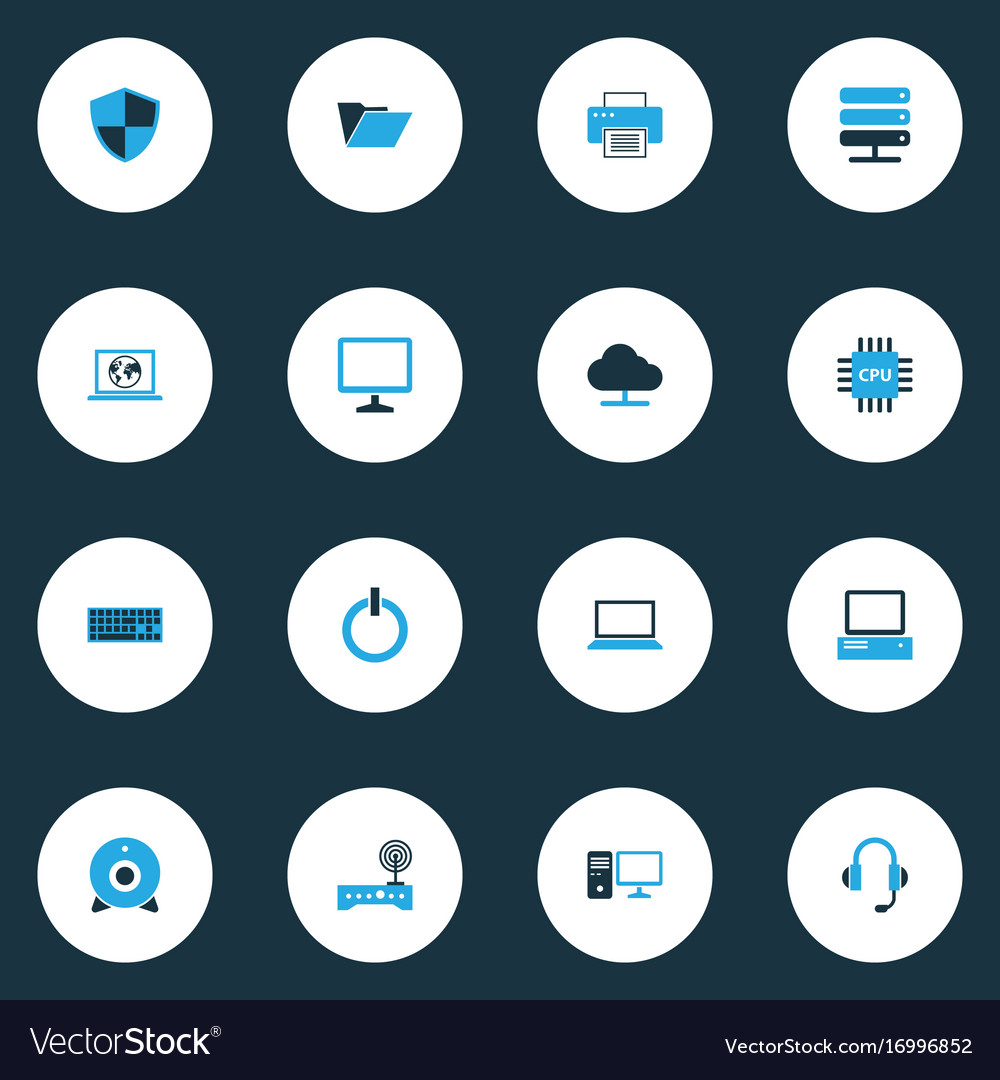 Computer colorful icons set collection of pc